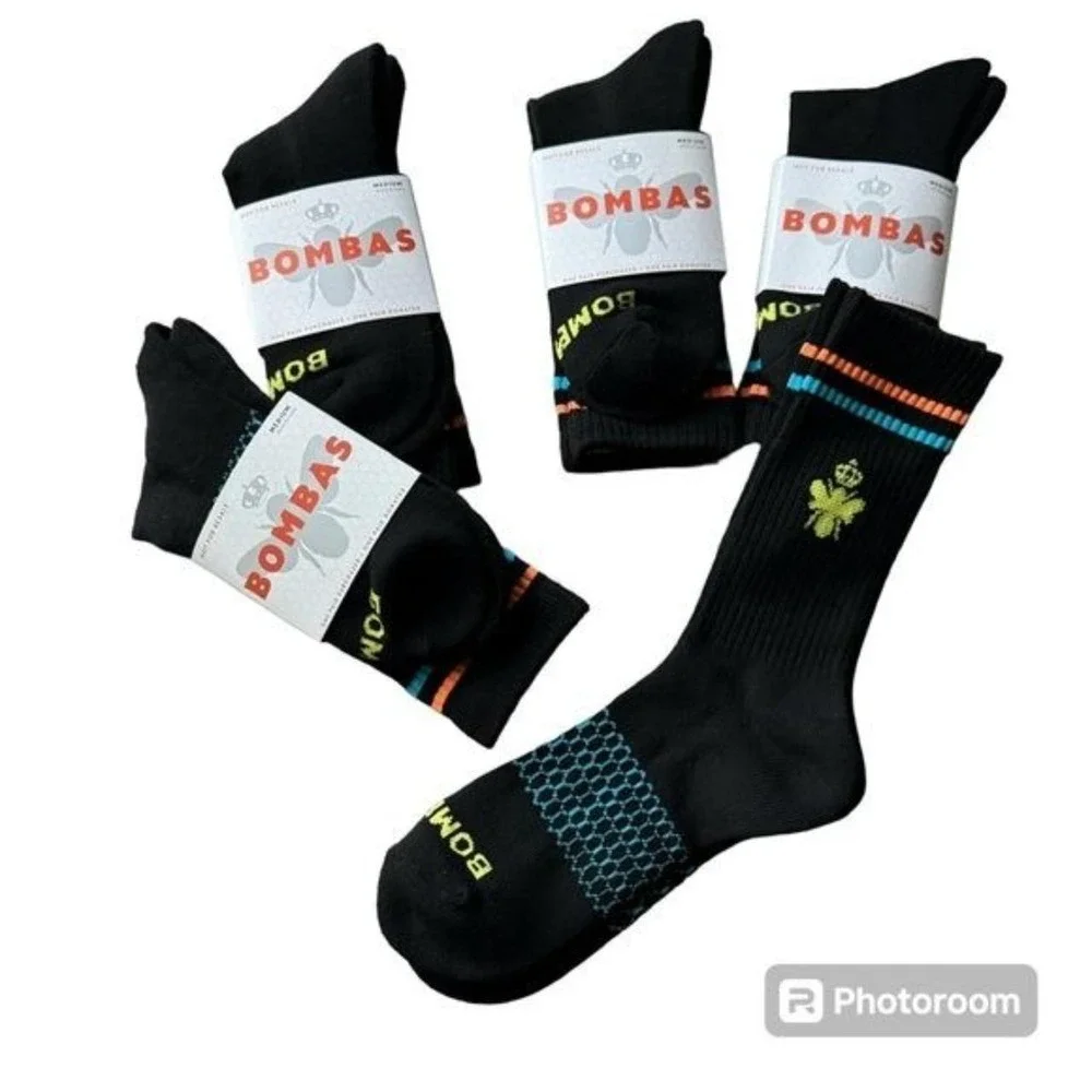5X Bombas socks multicolor size medium calf unisex mens women Honeycomb new